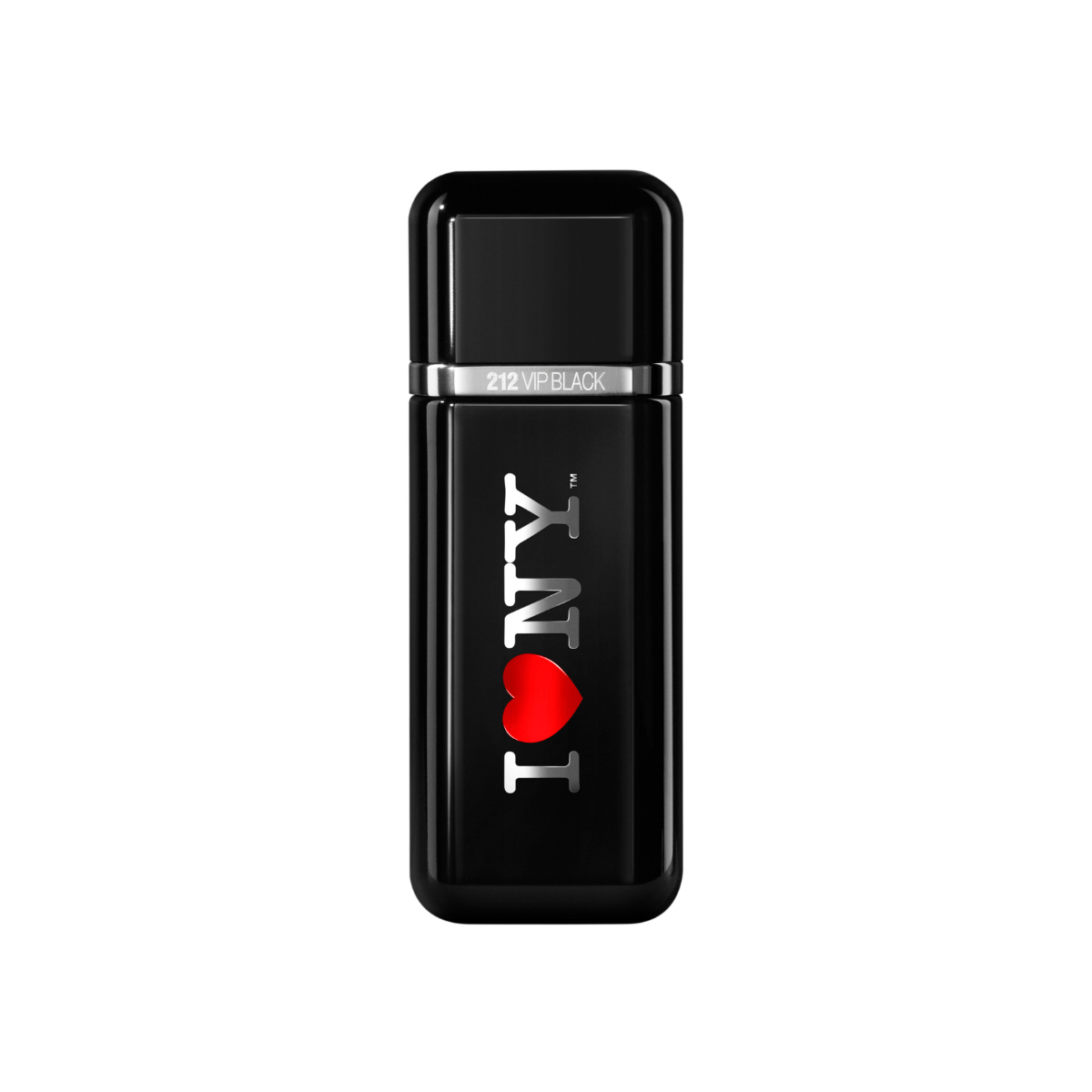 Carolina Herrera 212 VIP Black I Love NY — somente o frasco em fundo branco